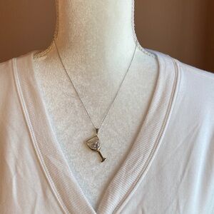 Gold plated Wine Glass Pendant with Crystal Accent